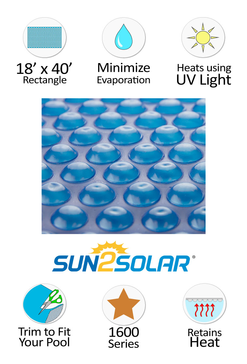 Sun2Solar® Ultimate Solar Cover 18' x 40' Rectangular 1600 Series